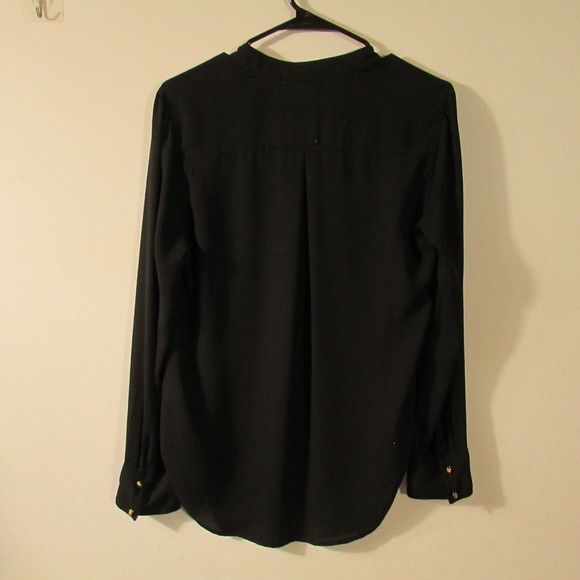 Black Women's Blouse with Zipper Accents - Picture 3 of 4